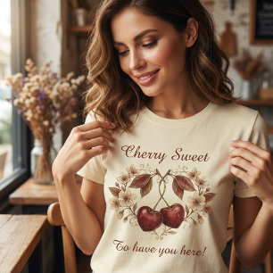 Camiseta Vintage Cherry Doce Ter Você Aqui Floral