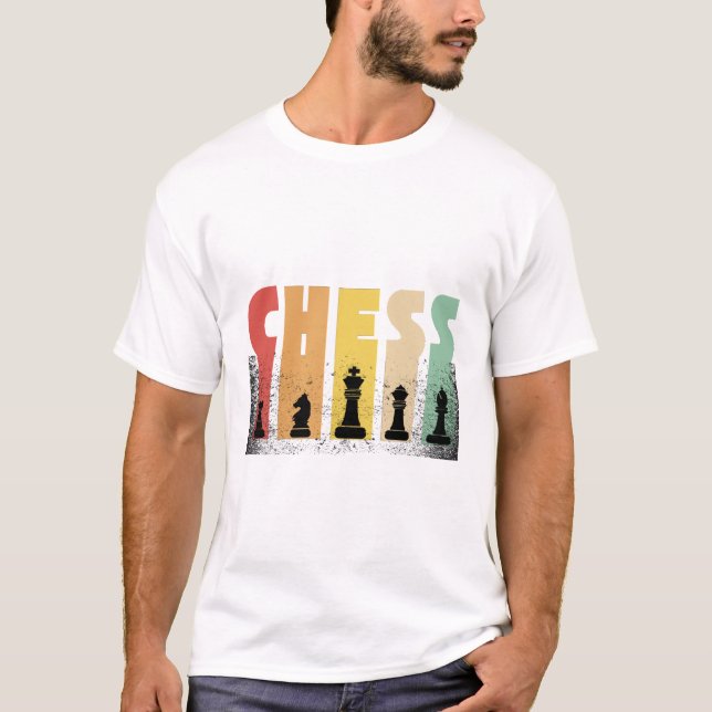 Camiseta Vintage Chess Peças Silhout Art (Frente)