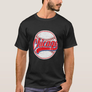 Camiseta Vintage Chicago Cityscape Baseball Para Mulheres H