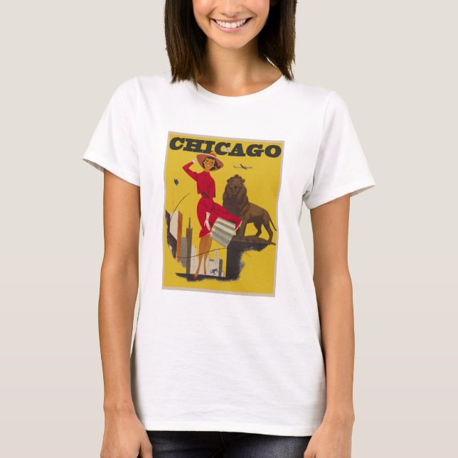 Camiseta Vintage Chicago EUA Air Viagem Advertisement (Frente)