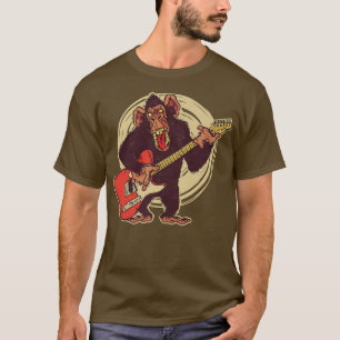Camiseta Vintage Chimpanzee Guitar Player - Premium Gráfico
