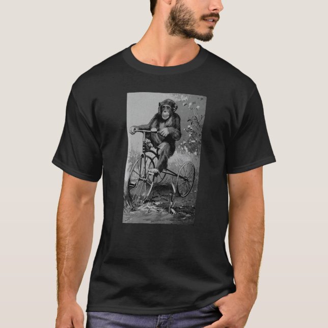 Camiseta Vintage Chimpanzee Monkey Riding Tricycle Chimp M (Frente)