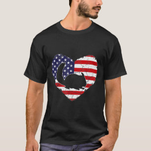 Camiseta Vintage Chinchilla Animal Love American Flag Valen