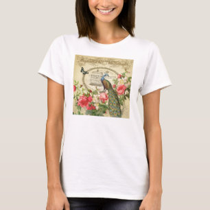 Camiseta Vintage Chique francês Peacock