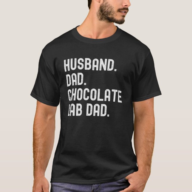 Camiseta Vintage Chocolate Lab Pai Husband Labrador (Frente)
