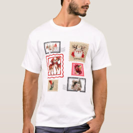 Camiseta Vintage Christmas Postage Stamp Collage Design