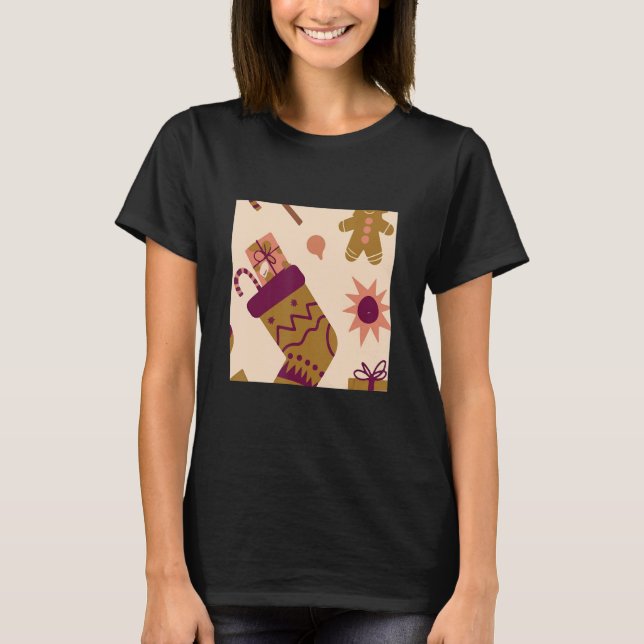 Camiseta Vintage Christmas Socks Wrap Pattern Funny (Frente)