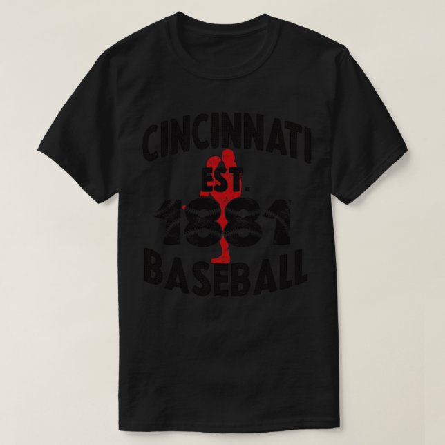 Camiseta Vintage Cincinnati Baseball Est 1881 Baseball Pitc (Frente do Design)