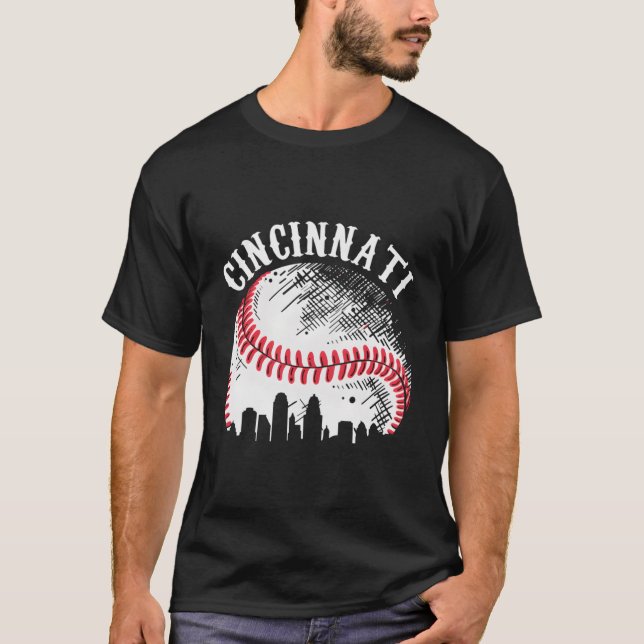 Camiseta Vintage Cincinnati City Baseball Em (Frente)