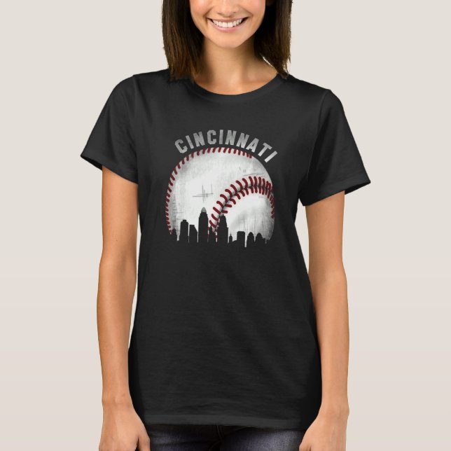Camiseta Vintage Cincinnati Skyline City Baseball (Frente)
