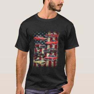 Camiseta Vintage Classic Muscle Car Retro-American Flag Pat
