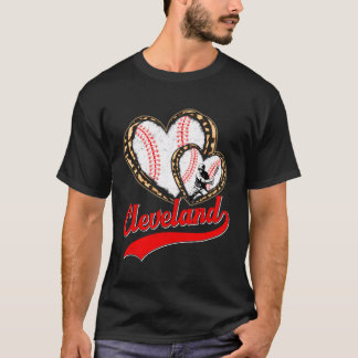 Camiseta Vintage Cleveland Baseball Leopard Hearball