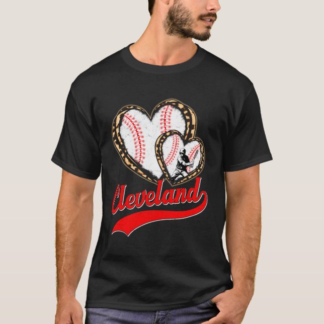Camiseta Vintage Cleveland Baseball Leopard Hearball (Frente)