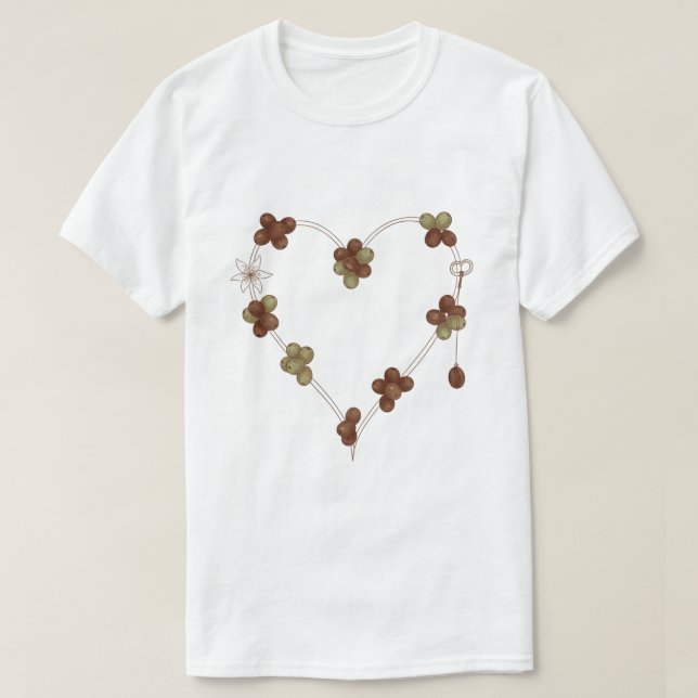 Camiseta Vintage Coffee Bean Heart Love Key (Frente do Design)