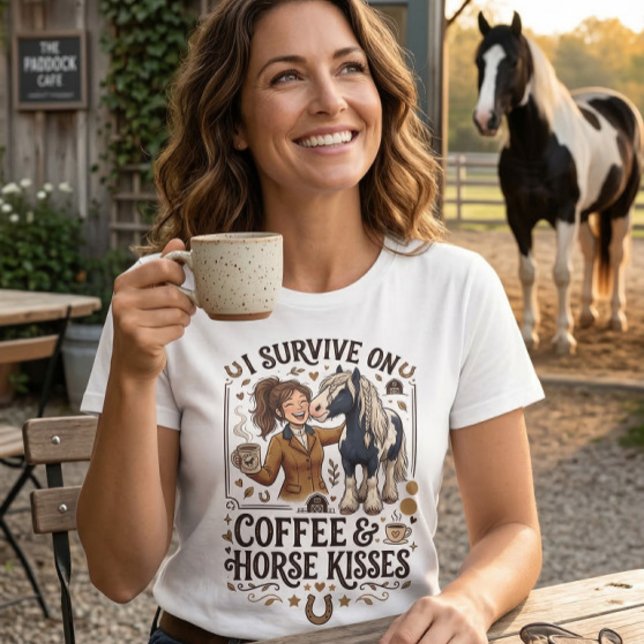 Camiseta Vintage Coffee Horse Kisses Graphic (Criador carregado)