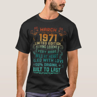 Camiseta Vintage com 51 anos março de 1971 51º presente de 