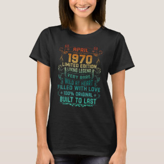 Camiseta Vintage com 52 anos abril de 1970 52º aniversário