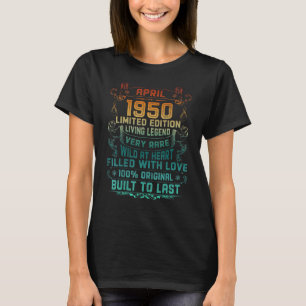 Camiseta Vintage com 72 anos abril de 1950 72º aniversário
