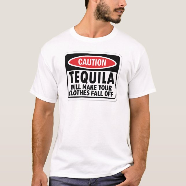 Camiseta vintage com aviso de cuidado com Tequila (Frente)