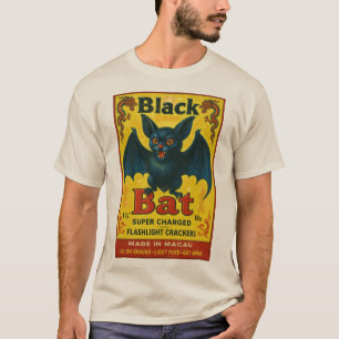 Camiseta Vintage com Etiqueta de Fogos de Artifíci