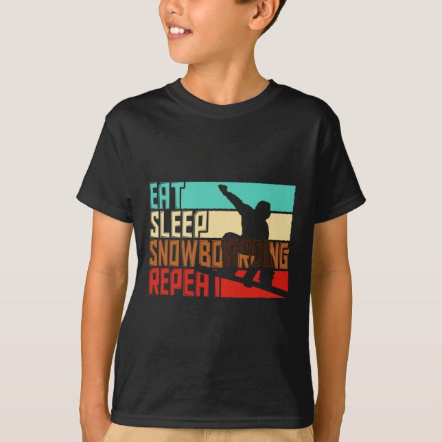 Camiseta Vintage Comer Sleep Repetir Snowboard (Frente)