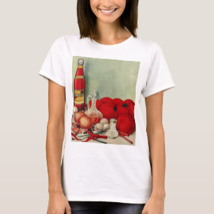 Camiseta Vintage Comida italiana Cebolas de tomate Peppers