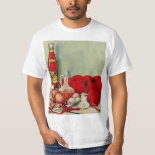 Camiseta Vintage Comida italiana cebolas Peppers Catsup