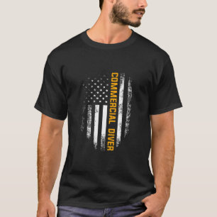 Camiseta Vintage Commercial Diver Com Bandeira Americana Pa