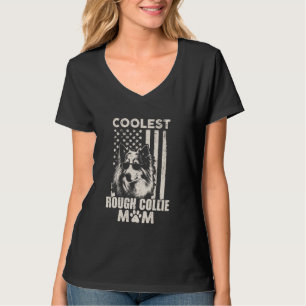 Camiseta Vintage Coolest Rough Collie Mãe América Flag