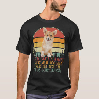 Camiseta Vintage Corgi Estará Vendo Você Cachorro Mais Long