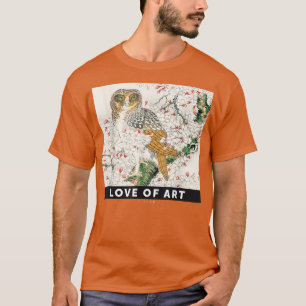 Camiseta Vintage - Coruja Japonesa e Aest da Flor de Cereja