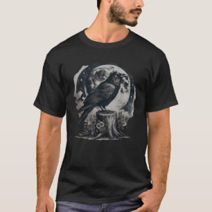 Camiseta Vintage Corvo Lua Cheia Rosa Gótica Bruxa M