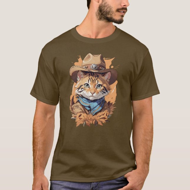 Camiseta Vintage Cowboy Kitten Design (Frente)