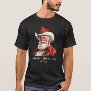 Camiseta Vintage Cowboy Papai Noel País Feliz Natal