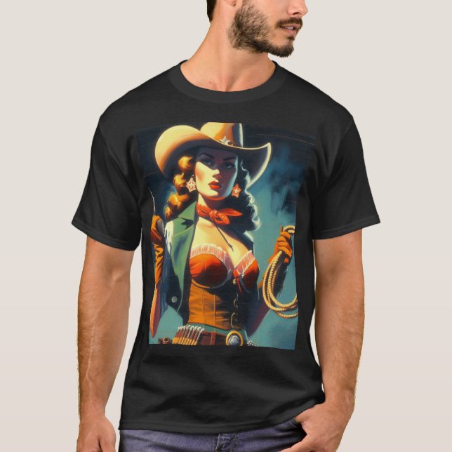 Camiseta Vintage Cowgirl Painting (Frente)