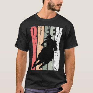 Camiseta Vintage Cowgirl Rainha Rodeo Mulheres Barrel Racer