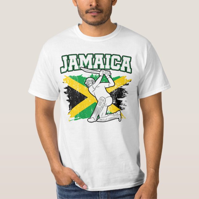 Camiseta Vintage Cricket Jamaica Flag T-shirt amaicana (Frente)