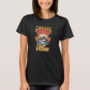 Camiseta Vintage Cruise Ship Sunset - Palm Trees Tropicais 