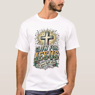 Camiseta Vintage Cruz Cristã Brilhe Para Jesus