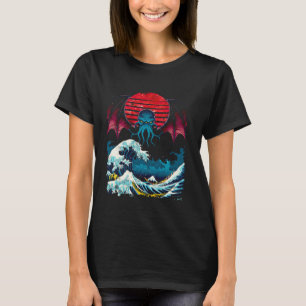 Camiseta Vintage Cthulhu Excelente Wave de Kanagawa Japonês