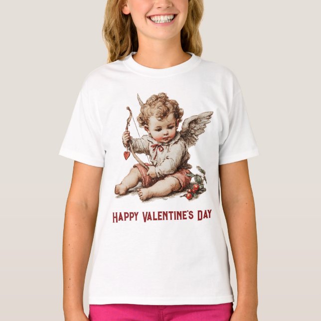 Camiseta Vintage Cupid With Heart Bow (Frente)