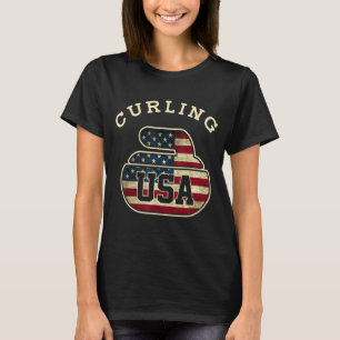 Camiseta Vintage Curling Stone Hoodie Usa Red White E Blue