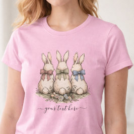 Camiseta Vintage Custom Name Floral Bunny Bows 
