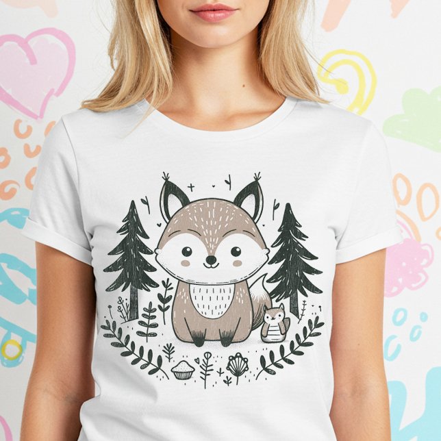 Camiseta Vintage Cute Baby Fox (Criador carregado)