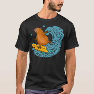 Camiseta Vintage Cute Capybara Surfando O Excelente Wave Ka
