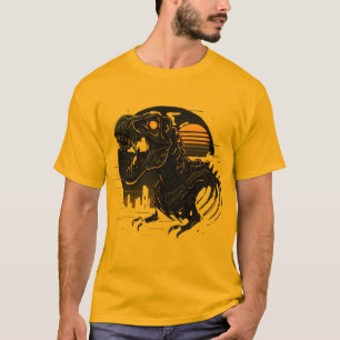 Camiseta Vintage Cyber Rex Neon Esqueleto