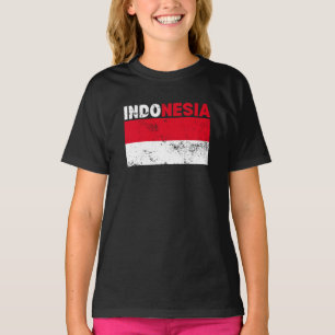 Camiseta Vintage da Bandeira da Indonésia