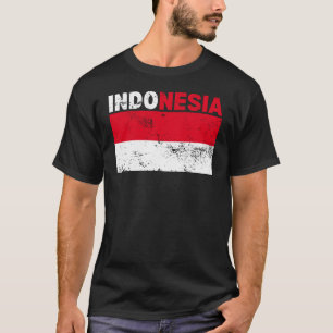 Camiseta Vintage da Bandeira da Indonésia