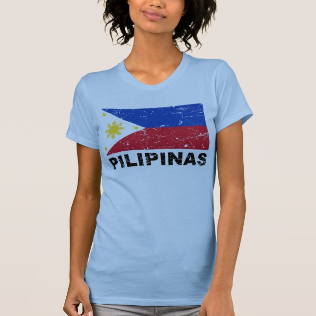 Camiseta Vintage da bandeira de Filipinas (Frente)