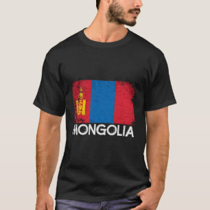 Camiseta Vintage Da Bandeira Mongólia Feito Em Presente Na